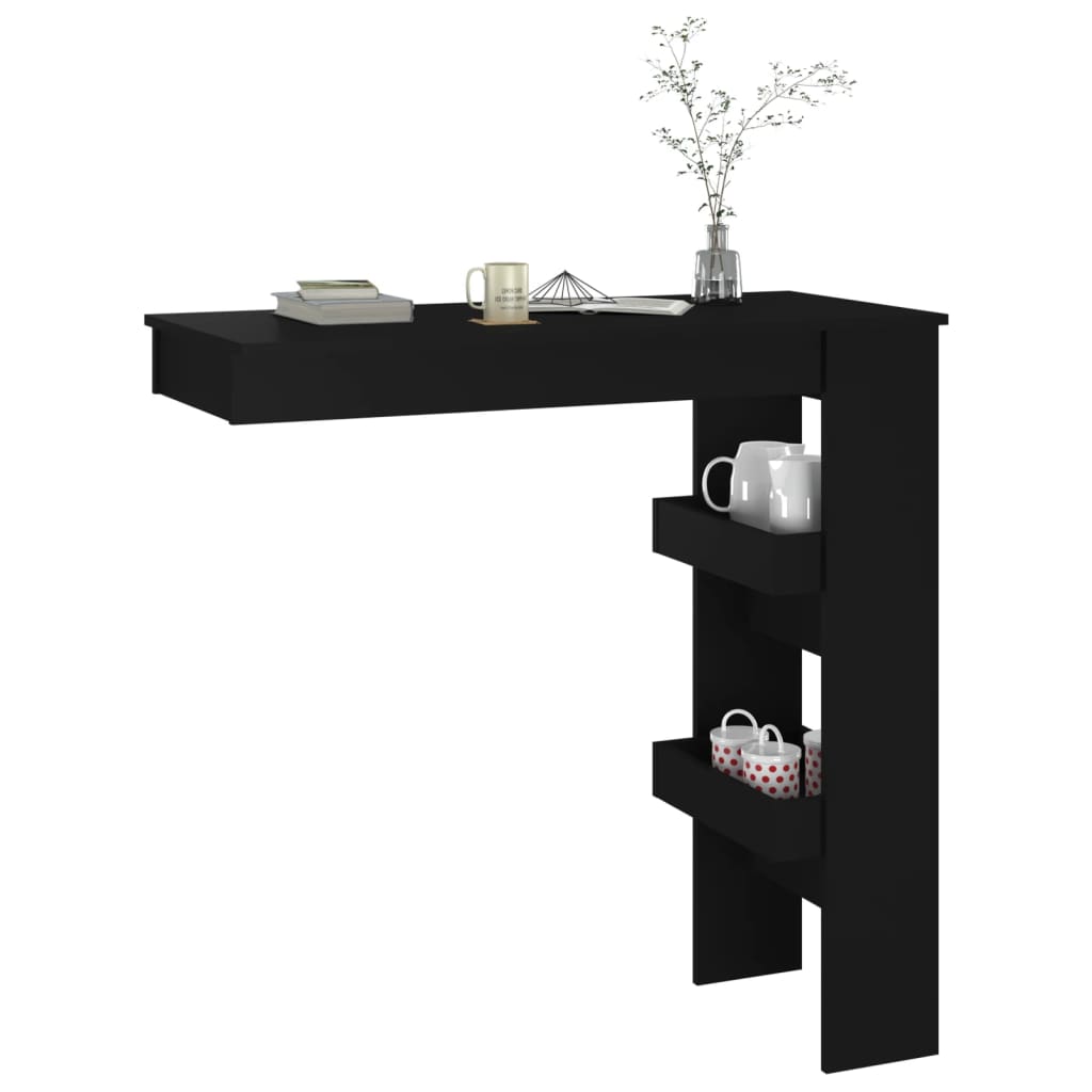 Wall Bar Table Black 102X45X103.5 Cm Engineered Wood