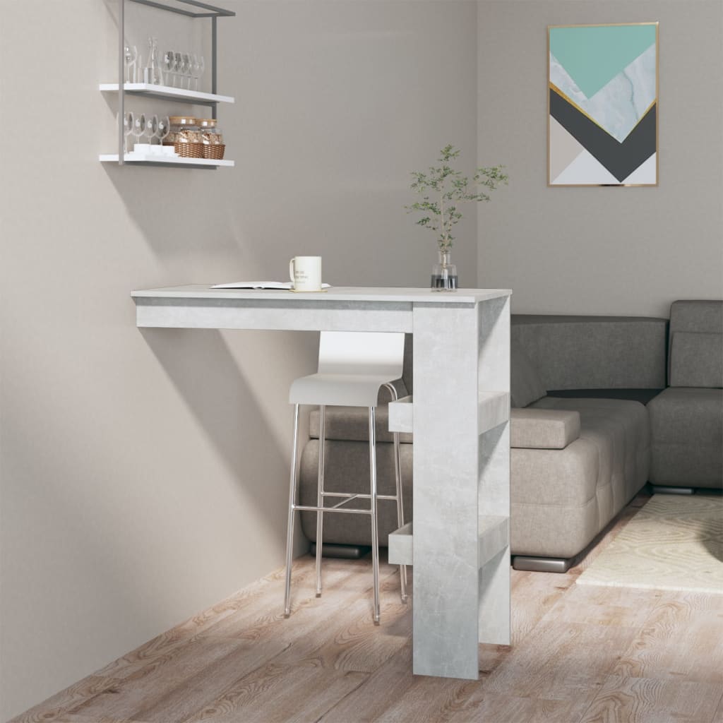 Wall Bar Table Concrete Grey 102X45X103.5 Cm Engineered Wood