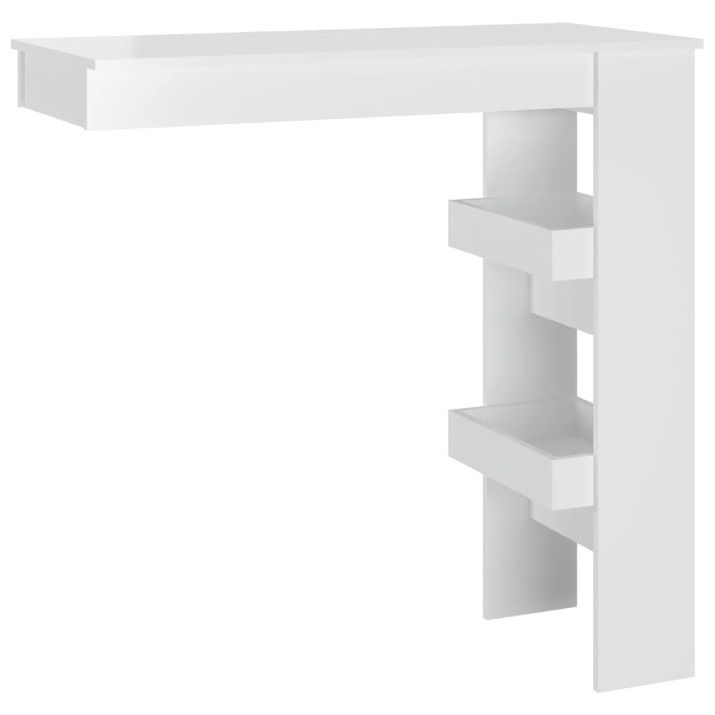 Wall Bar Table High Gloss White 102X45X103.5 Cm Engineered Wood