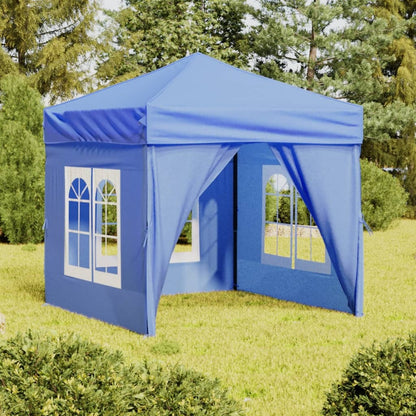 Folding Party Tent With Sidewalls Blue 2X2 M