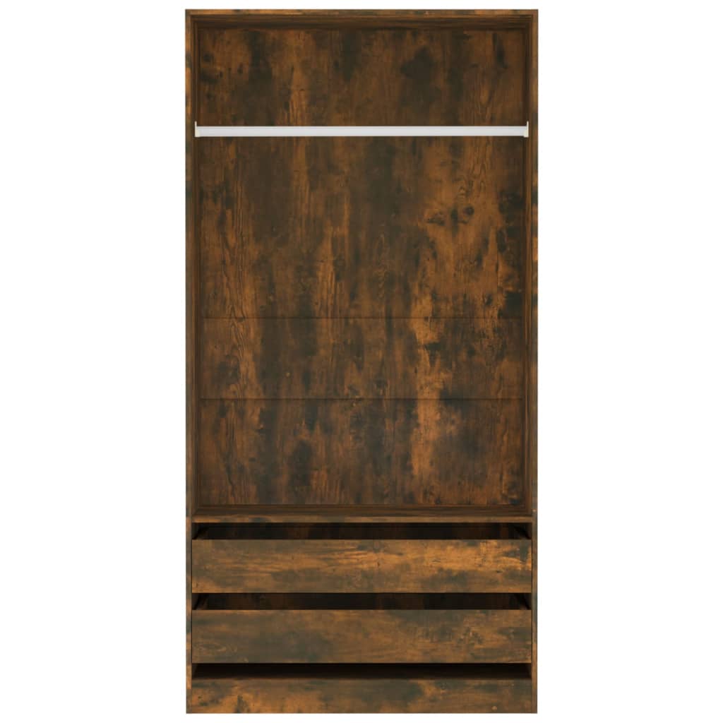 Wardrobe Smoked Oak 100X50X200 Cm Engineered Wood