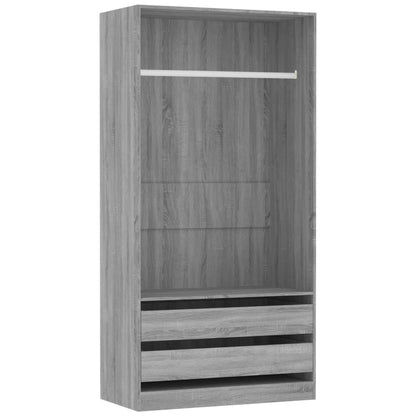 Wardrobe Grey Sonoma | Hinged | Grey | 2 Drawers | 2 Doors | 100cm