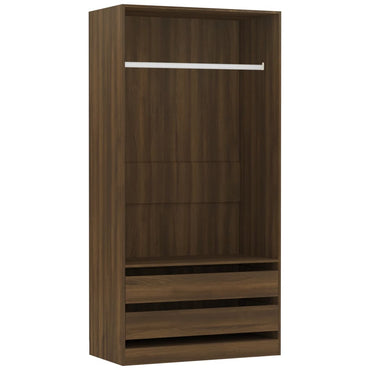 Wardrobe Brown Oak | Hinged | Brown Oak | Drawers | 2 Doors | 100cm