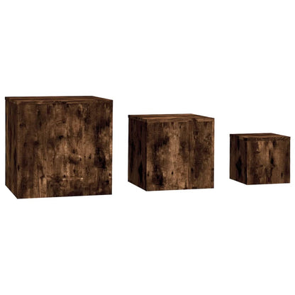 Side Tables 3 Pcs Smoked Oak Engineered Wood