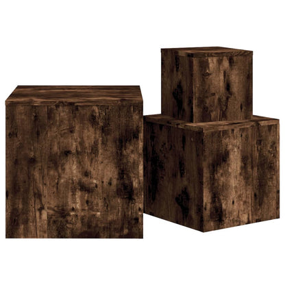 Side Tables 3 Pcs Smoked Oak Engineered Wood