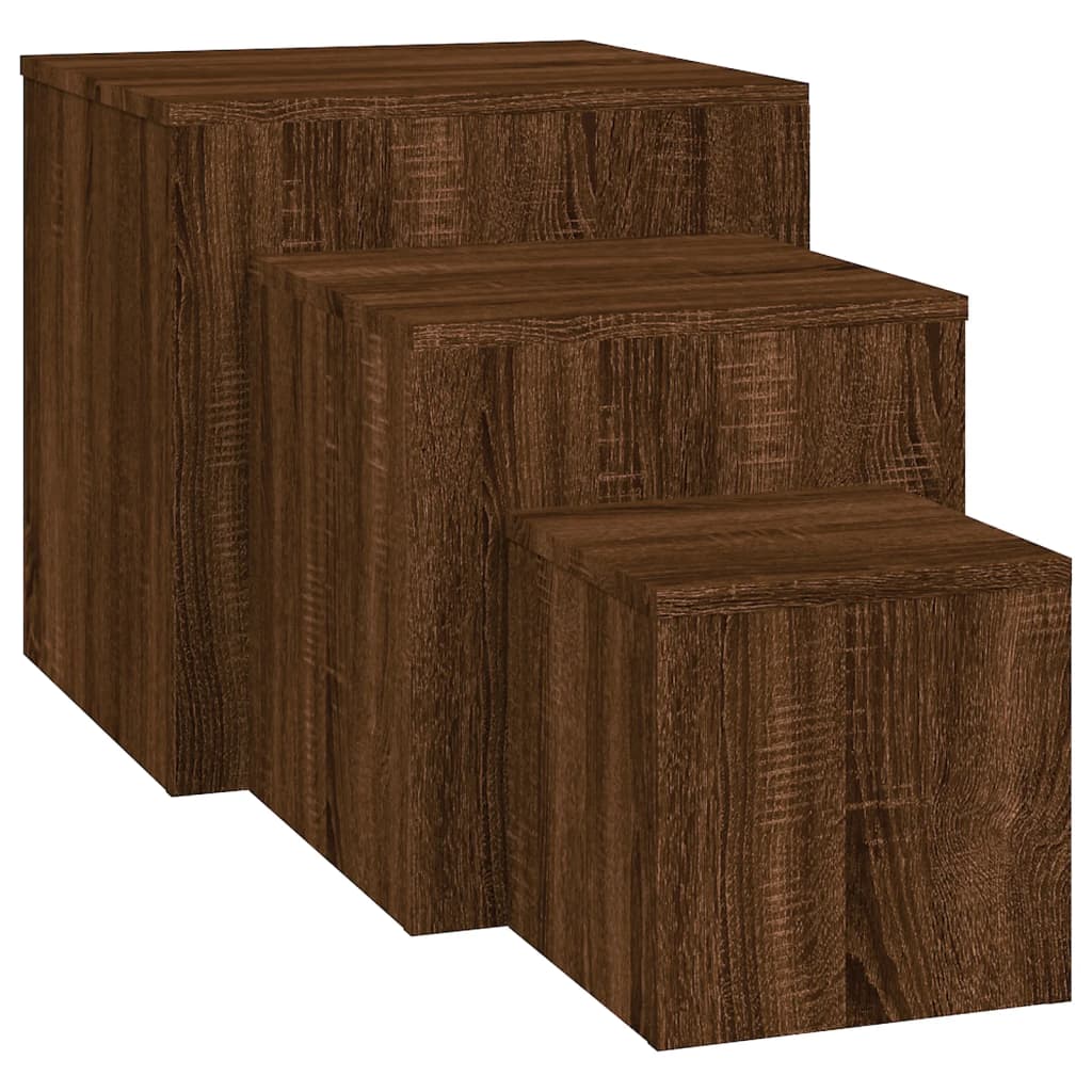 Side Tables 3 Pcs Brown Oak Engineered Wood