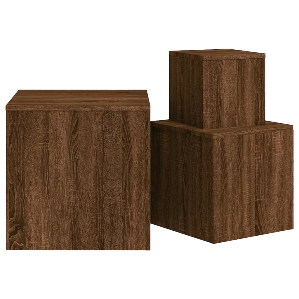 Side Tables 3 Pcs Brown Oak Engineered Wood