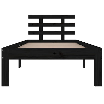 Bed Frame Without Mattress Black Solid Wood 100X200 Cm