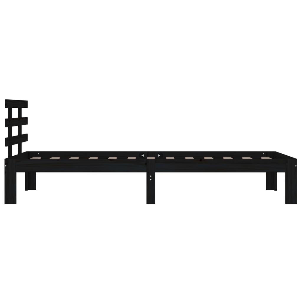 Bed Frame Without Mattress Black Solid Wood 100X200 Cm