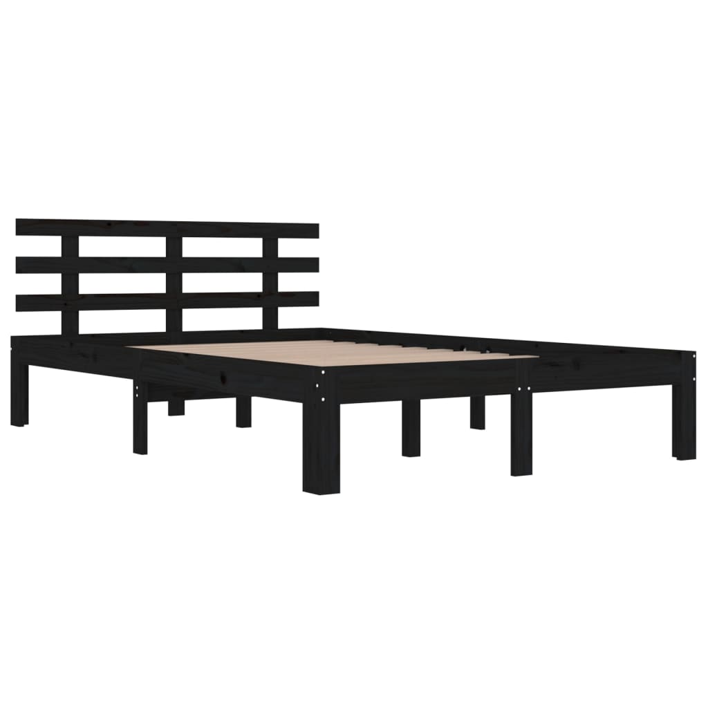 Bed Frame Without Mattress Black Solid Wood 150X200 Cm King Size King Size