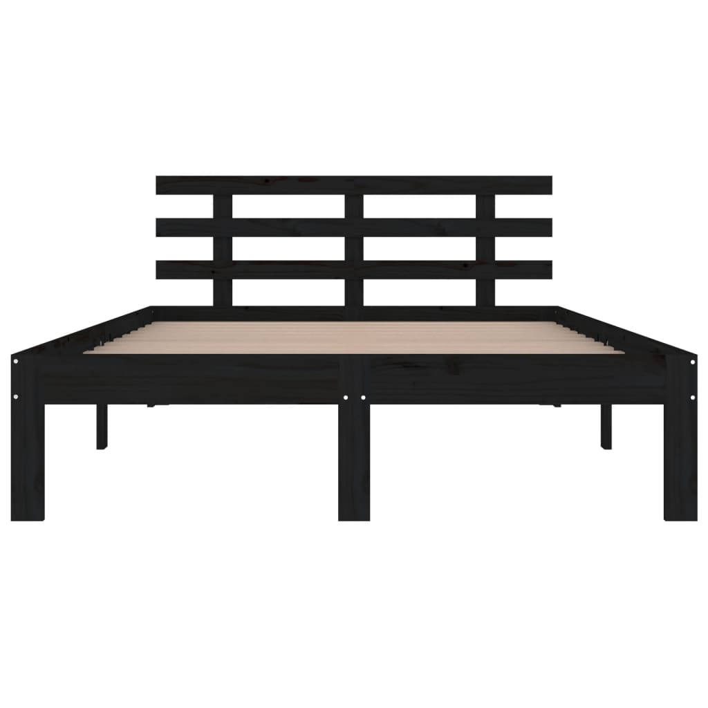 Bed Frame Without Mattress Black Solid Wood 150X200 Cm King Size King Size