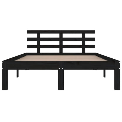 Bed Frame Without Mattress Black Solid Wood 150X200 Cm King Size King Size