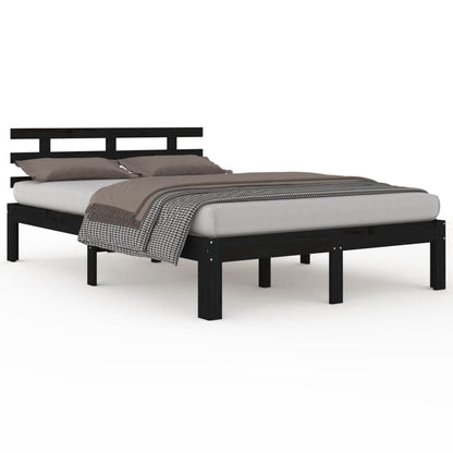 Bed Frame Without Mattress Black Solid Wood 200X200 Cm