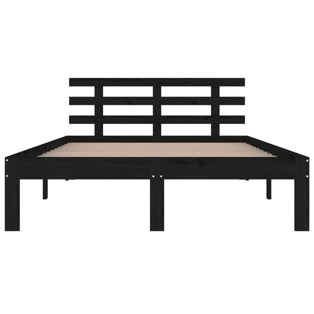 Bed Frame Without Mattress Black Solid Wood 200X200 Cm