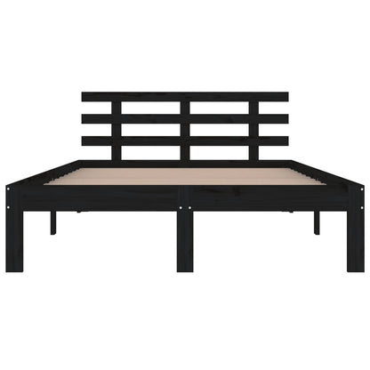 Bed Frame Without Mattress Black Solid Wood 200X200 Cm