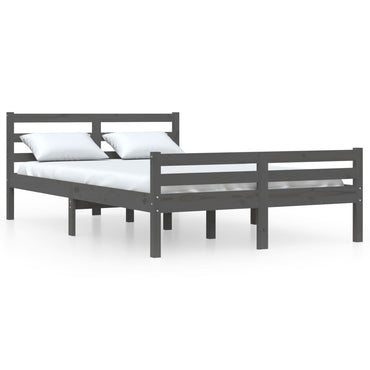 Bed Frame Grey Solid Wood 120X190 Cm Small Double