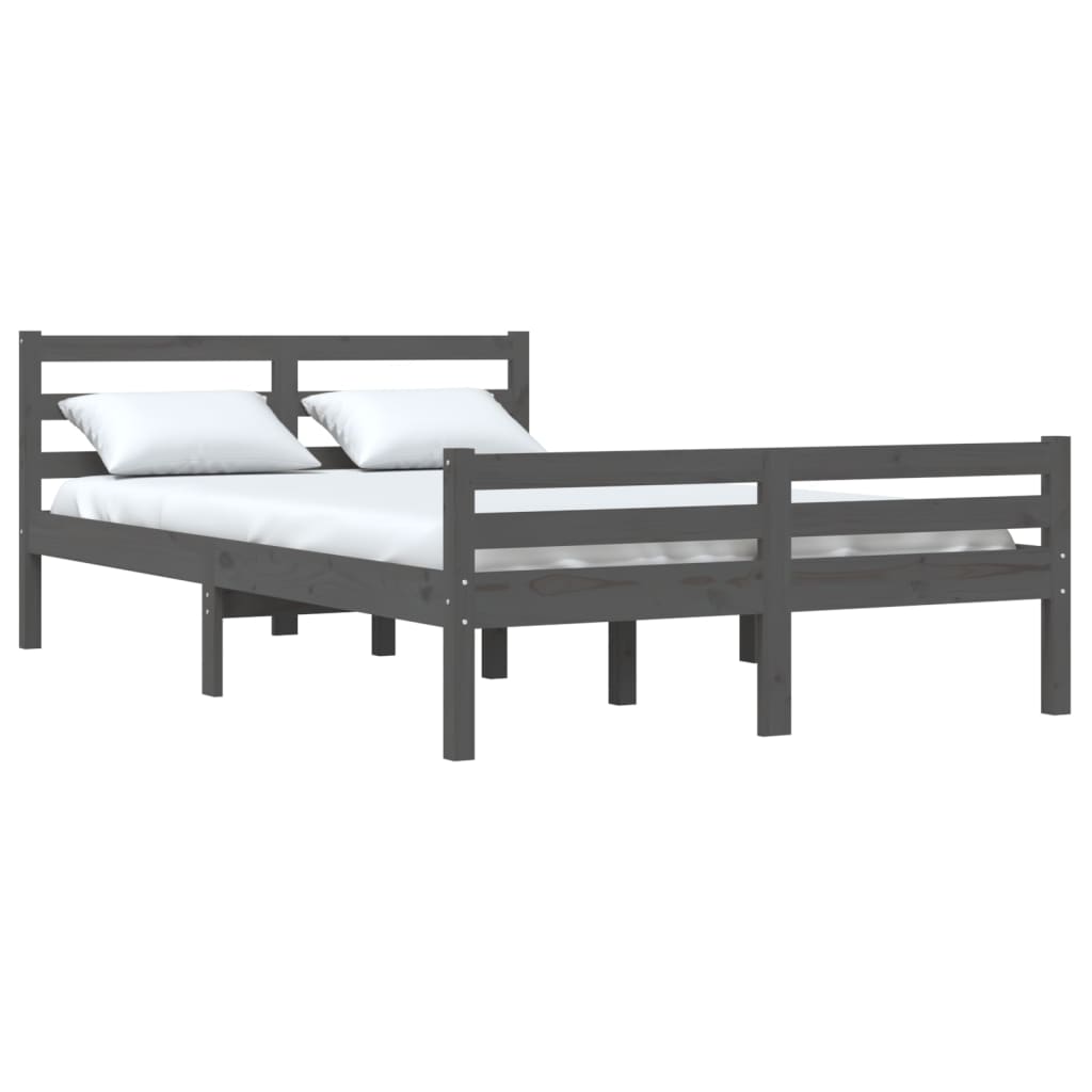 Bed Frame Grey Solid Wood 120X190 Cm Small Double