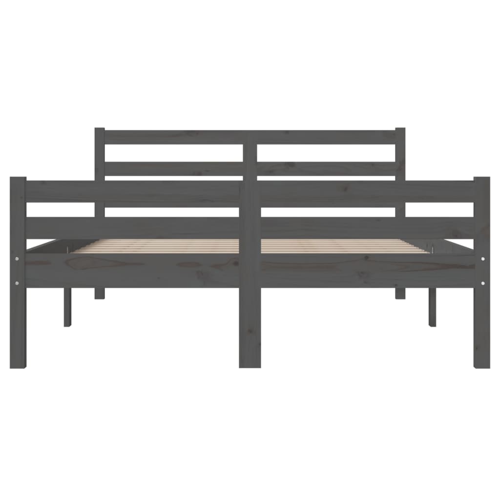 Bed Frame Grey Solid Wood 120X190 Cm Small Double