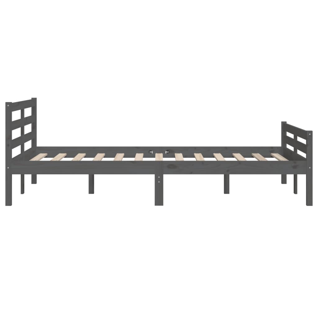 Bed Frame Grey Solid Wood 120X190 Cm Small Double