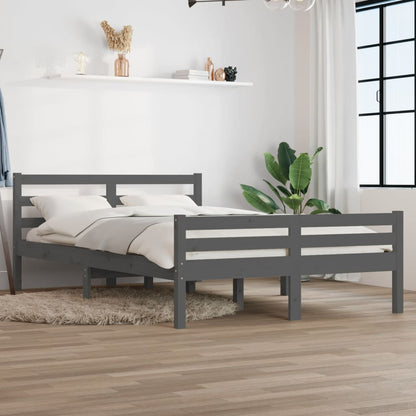 Bed Frame Grey Solid Wood 120X190 Cm Small Double