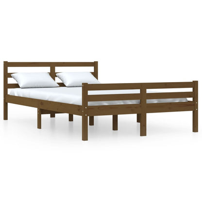 Bed Frame Honey Brown Solid Wood 120X190 Cm Small Double