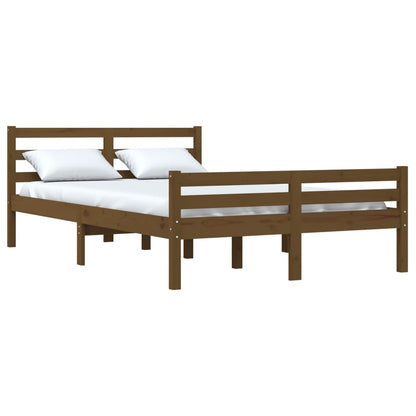 Bed Frame Honey Brown Solid Wood 120X190 Cm Small Double