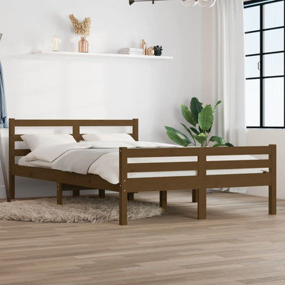 Bed Frame Honey Brown Solid Wood 120X190 Cm Small Double