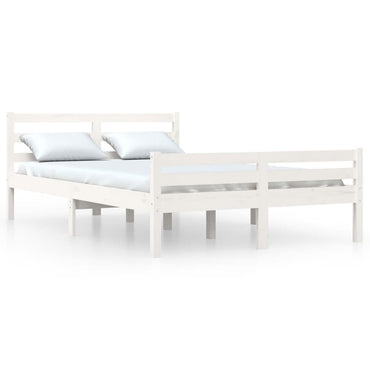 Bed Frame White Solid Wood 150X200 Cm King Size