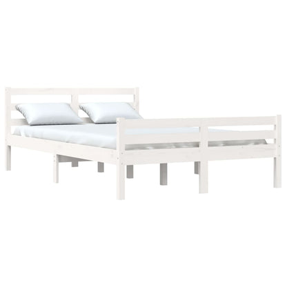 Bed Frame White Solid Wood 150X200 Cm King Size