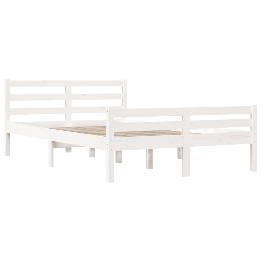 Bed Frame White Solid Wood 150X200 Cm King Size