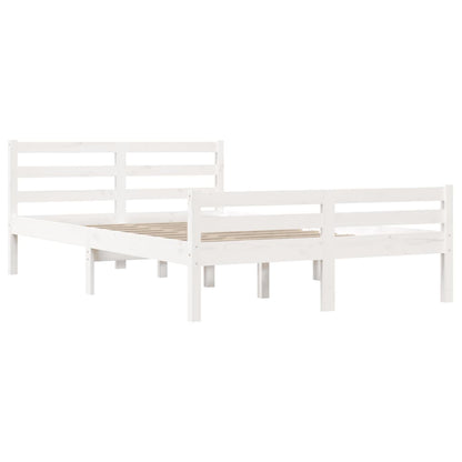 Bed Frame White Solid Wood 150X200 Cm King Size