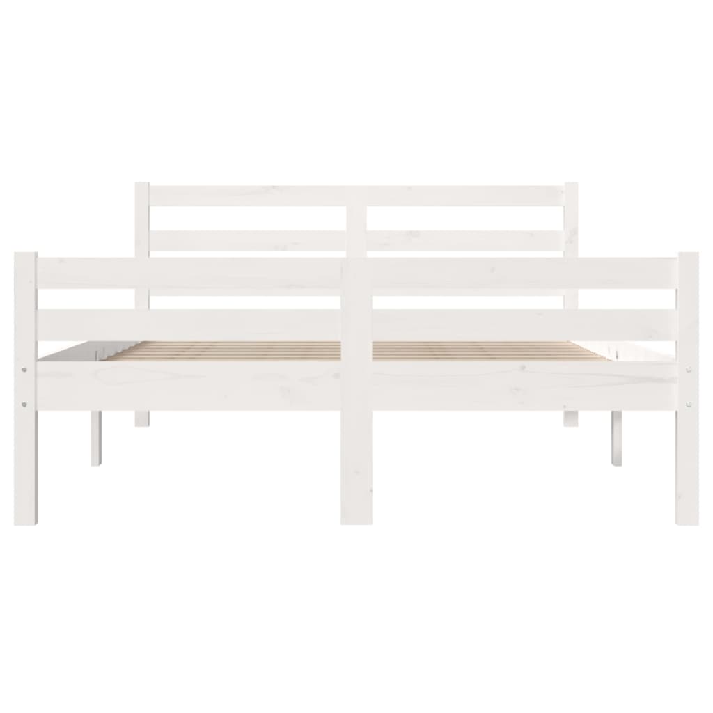 Bed Frame White Solid Wood 150X200 Cm King Size