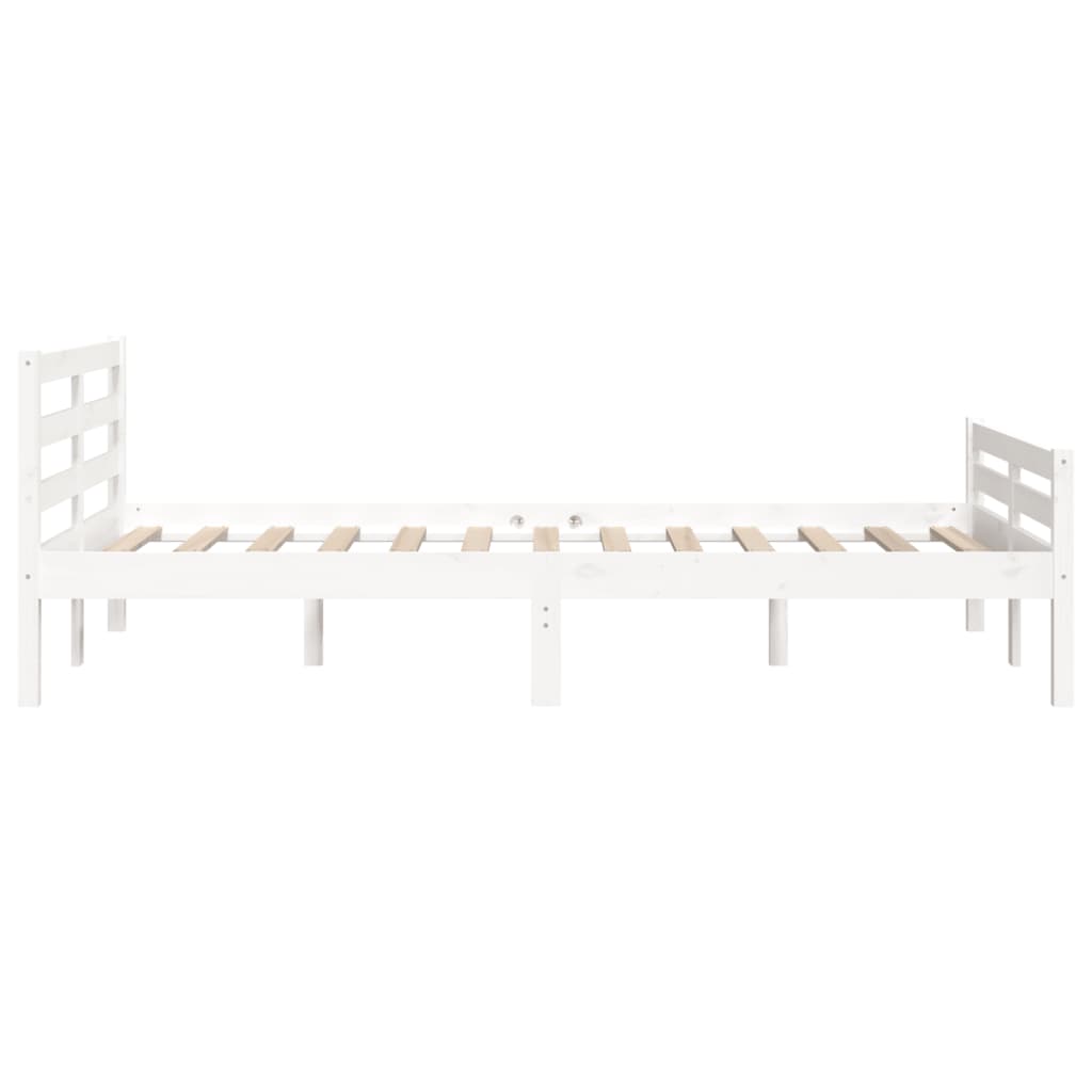 Bed Frame White Solid Wood 150X200 Cm King Size