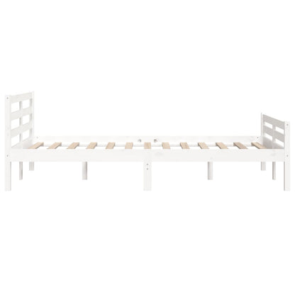 Bed Frame White Solid Wood 150X200 Cm King Size