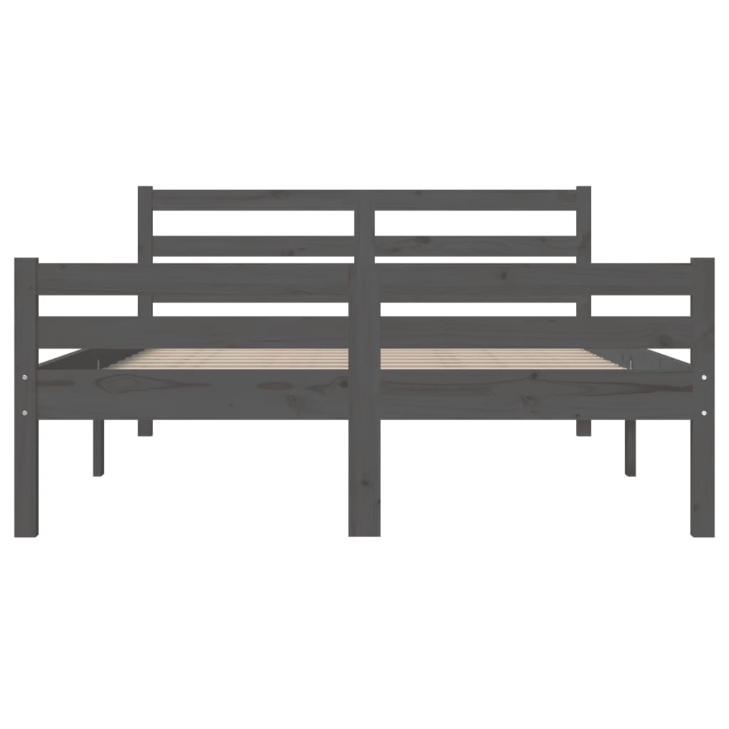 Bed Frame Grey Solid Wood 150X200 Cm King Size