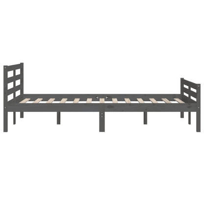 Bed Frame Grey Solid Wood 150X200 Cm King Size