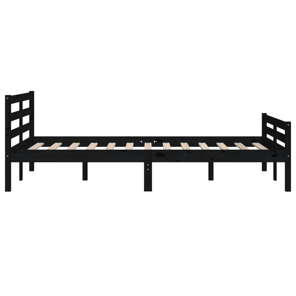 Bed Frame Black Solid Wood 150X200 Cm King Size