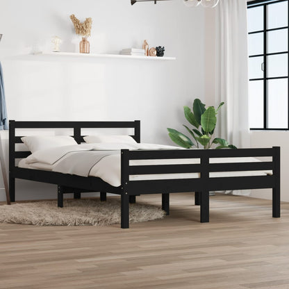 Bed Frame Black Solid Wood 150X200 Cm King Size