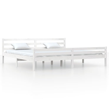 Bed Frame White Solid Wood 180X200 Cm Super King Size