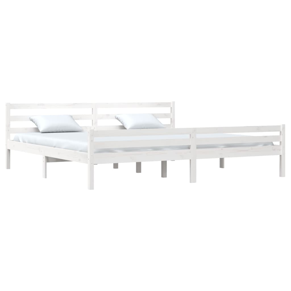 Bed Frame White Solid Wood 180X200 Cm Super King Size