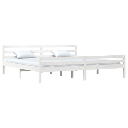 Bed Frame White Solid Wood 180X200 Cm Super King Size