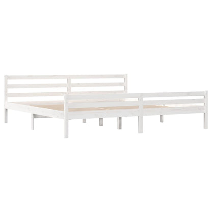 Bed Frame White Solid Wood 180X200 Cm Super King Size