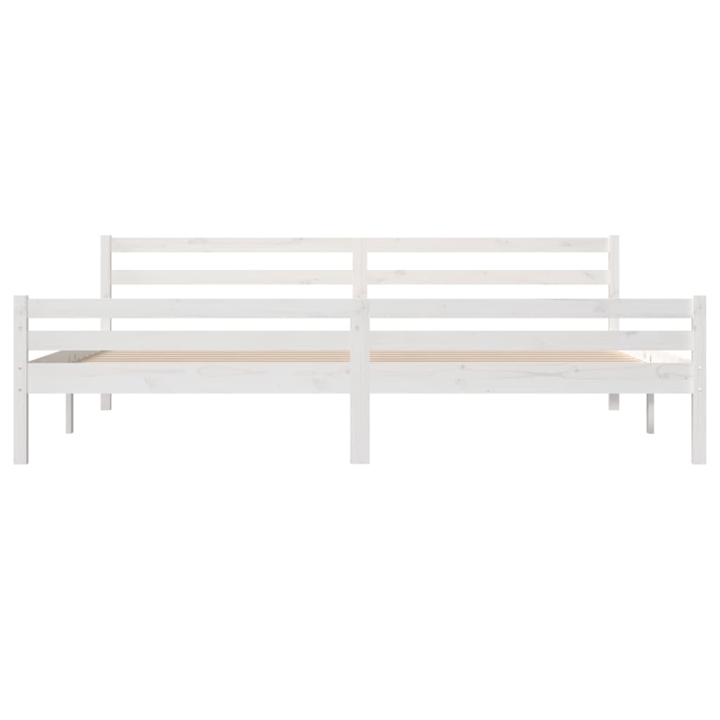 Bed Frame White Solid Wood 180X200 Cm Super King Size