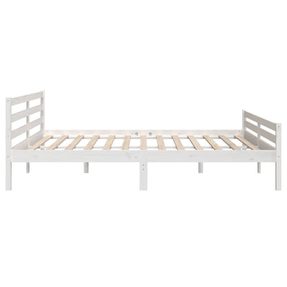 Bed Frame White Solid Wood 180X200 Cm Super King Size