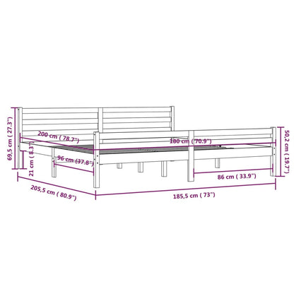 Bed Frame White Solid Wood 180X200 Cm Super King Size