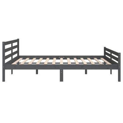 Bed Frame Grey Solid Wood 180X200 Cm Super King Size