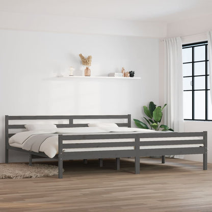 Bed Frame Grey Solid Wood 180X200 Cm Super King Size