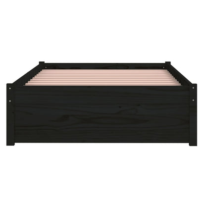 Bed Frame Black Solid Wood 90X190 Cm Single