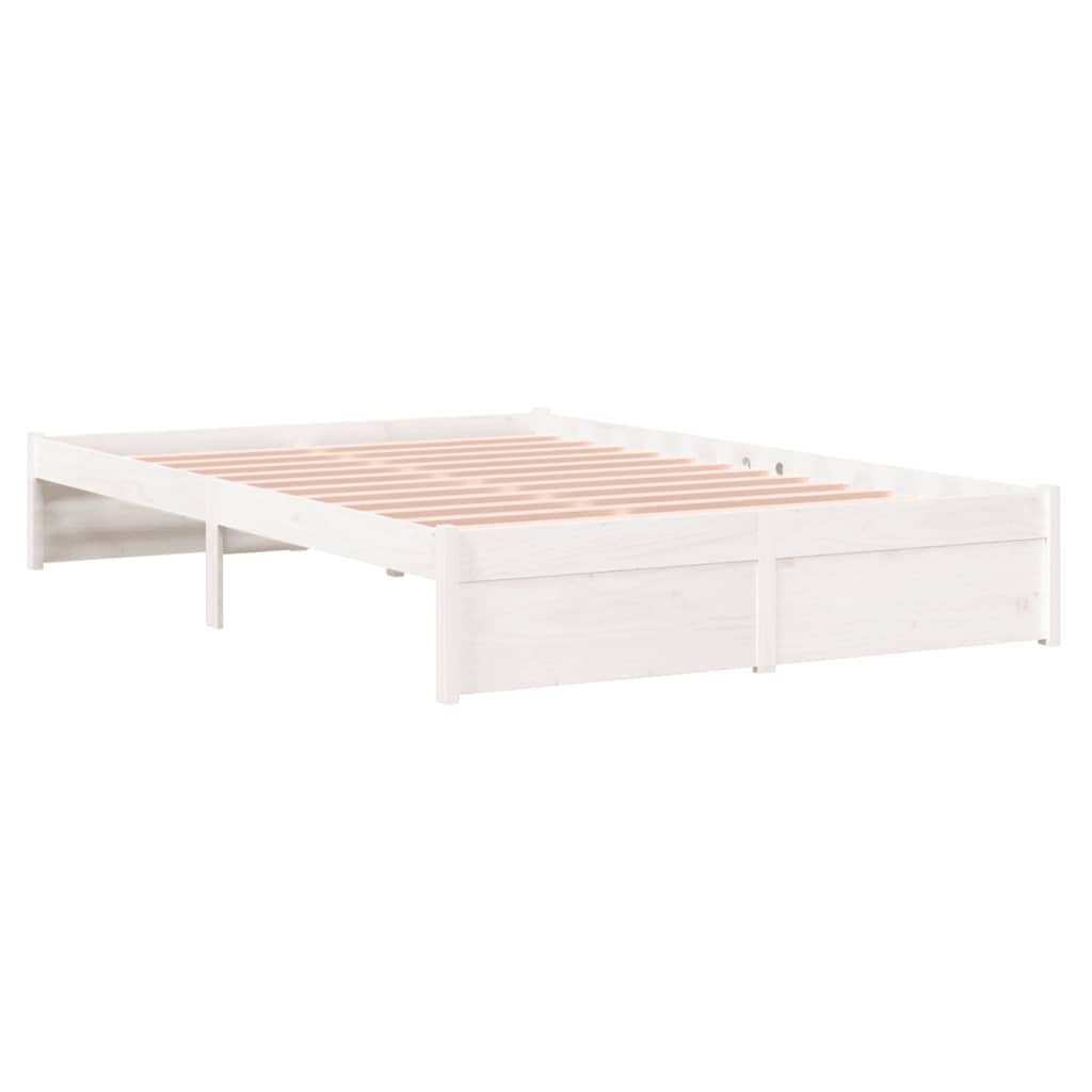 Bed Frame White Solid Wood 120X190 Cm Small Double