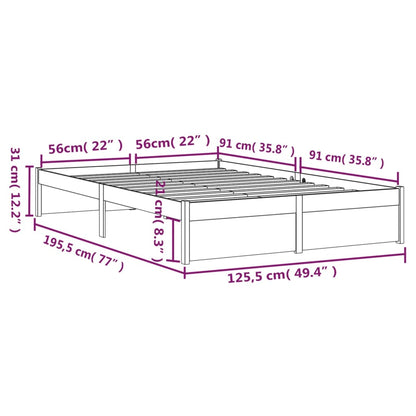 Bed Frame White Solid Wood 120X190 Cm Small Double